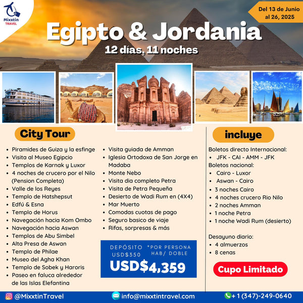 Egipto & Jordania | 12 días, 11 noches.